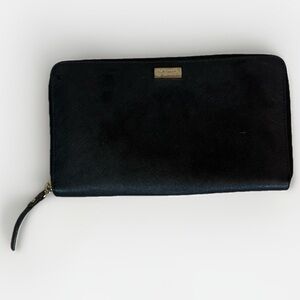 Kate Spade New York Women’s Large Black Leather Zip Around Wallet - Saffiano
